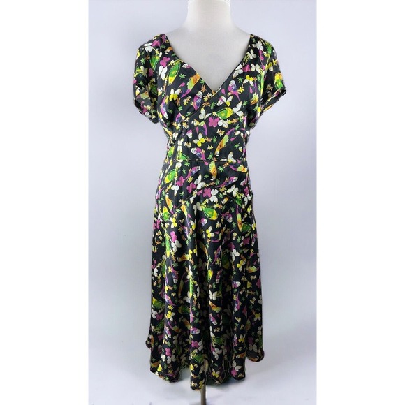 Eshakti Floral Butterfly Bird Dress V-Neck Cap Sleeve A-Line Plus Size 3X 26W - Picture 16 of 16